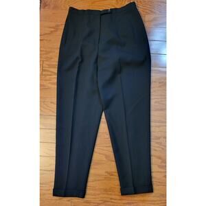 VTG John Moyer Womens Pleated Black 100% Wool Pants Trousers Sz 12 Lined &Cuffed
